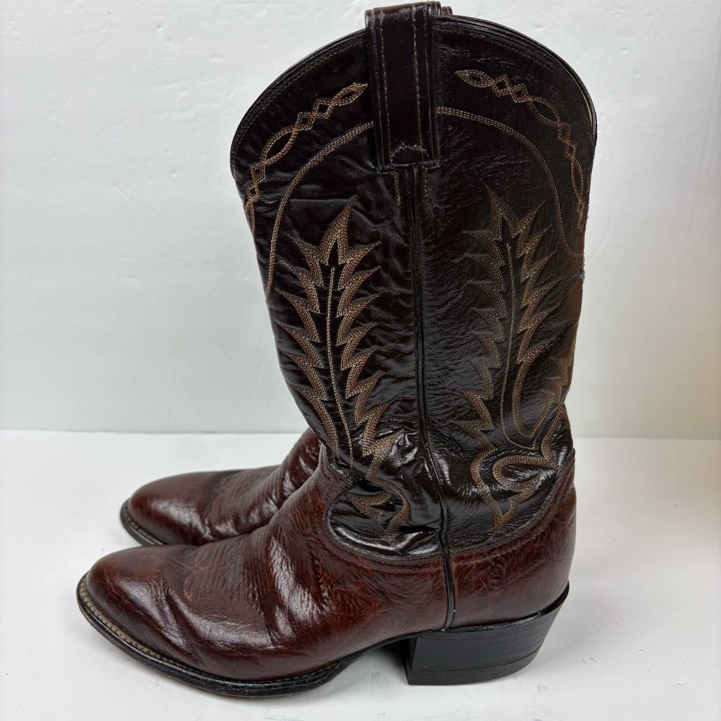 Vintage Tony Lama 6703 Brown Made In Usa Cowboy Western Boots 9.5e